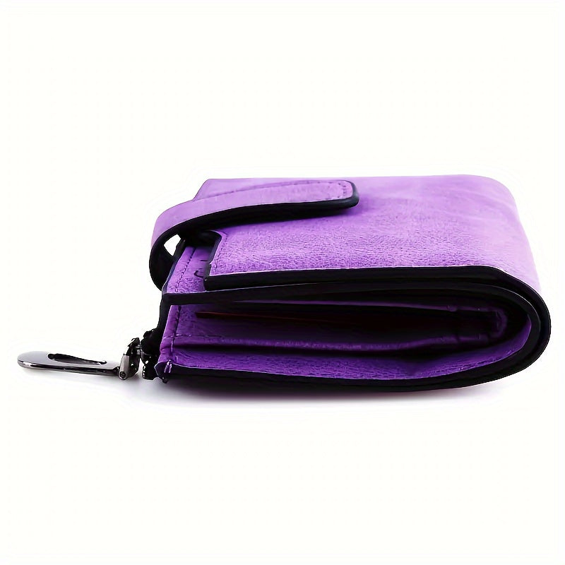 Vintage Solid Color Short Wallet, All-Match Clutch Coin Purse, Classic Credit Card Holder