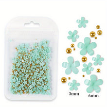 Load image into Gallery viewer, 3D Flower Nail Art Decals Charms White Pink Flowers Nail Supplies Pearl Caviar Beads Glitter Acrylic Sticker Nail Art Stud Jewelry For Women DIY Manicures Salon Accessories