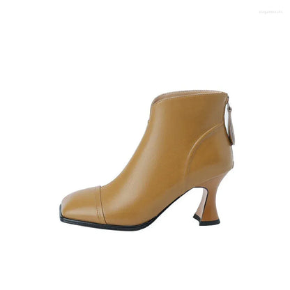 Dress Shoes Booties Women's  Boots Stiletto Heels Square Toe Ankle Spring And Autumn Single