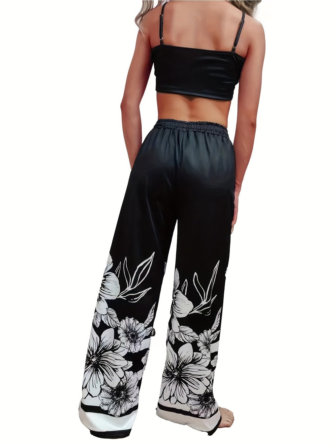 Chic & Sexy Butterfly Print Co-ord Set - Spring/Summer Stretch Knit Two-Piece Top & Pants Suit, Easy-Care