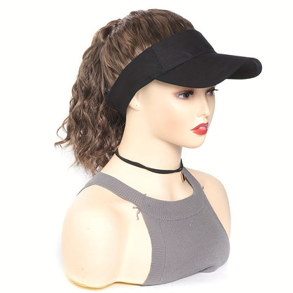 Women's High Temperature Fiber Synthetic Curly Wave Ponytail Wig with Adjustable Buckle Net Baseball Cap - Sporty Sun-Protective Style Suitable for All People