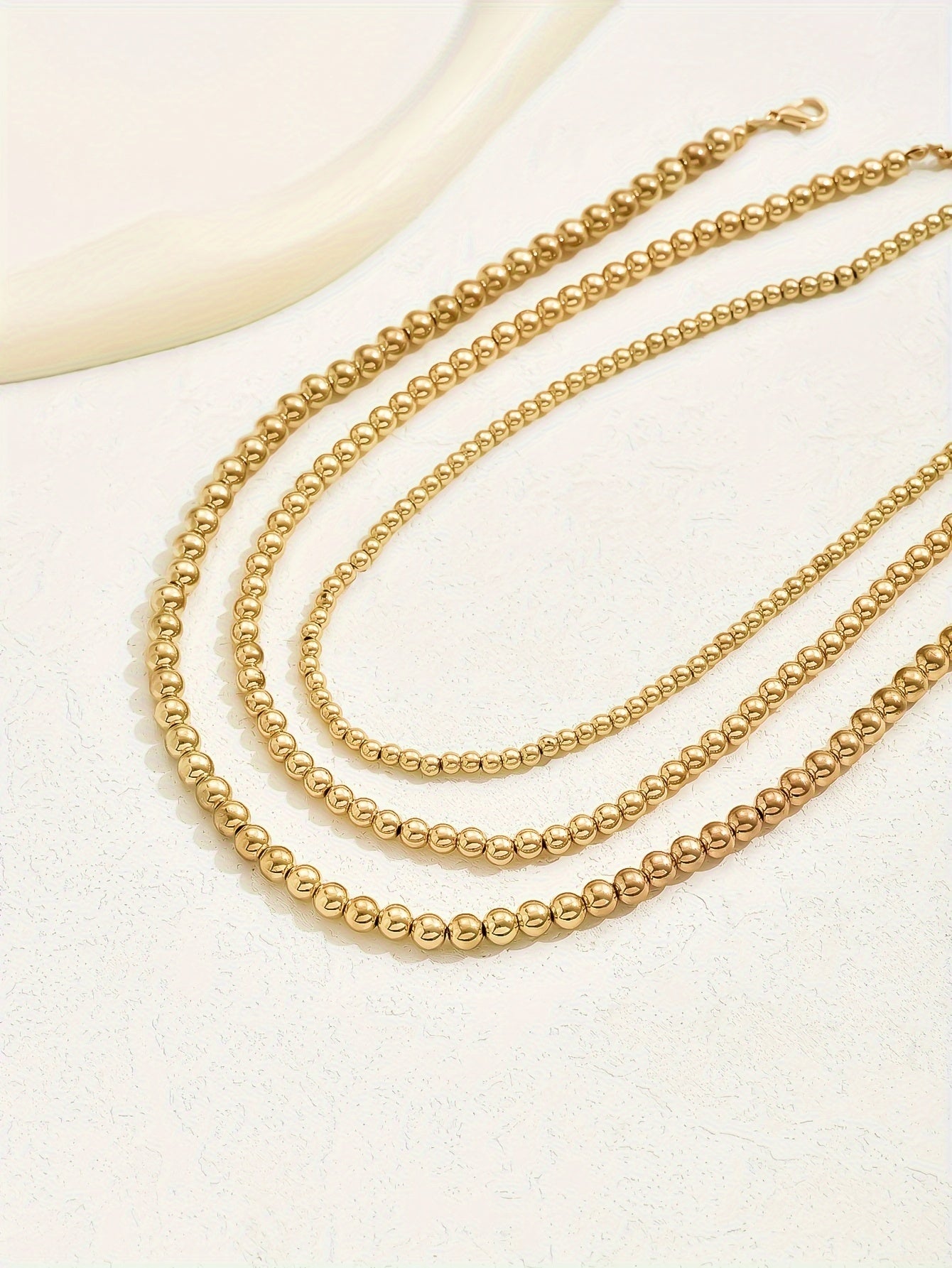 3pcs/Set Boho Luxury Golden CCB Beaded Necklace Women's Charm Jewelry Christmas New Year Gift New Year Gathering Dating Party Necklace