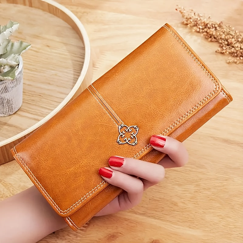 Trendy Bifold PU Leather Wallet, Multi-card Slots Card Holder, Perfect Women Purse For Daily Use