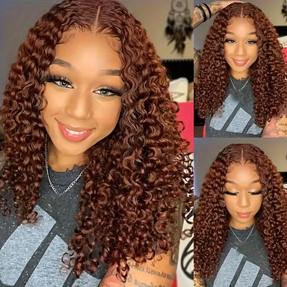 Chocolate Brown Short Bob Curly Wigs Human Hair 4X4 Hd Transparent Lace Closure Wig Pre Plucked With Baby Hair #4 Brown Glueless Curly Wigs Brazilian Virgin Hair For Women