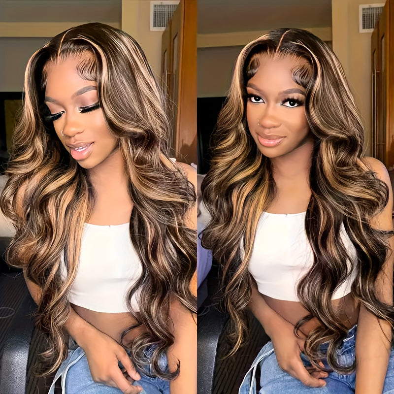 P4/27 Honey Blonde human hair lace front wigs Body Wave Human Hair Wigs 4x4 HD Transparent Lace Frontal Wigs With Baby Hair 180 Density Brazilian Human Hair Wigs For Women