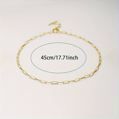 1pc Golden OT Buckle Retro Hip Hop Geometric Shaped Casual Versatile Clavicle Chain 18k Gold Plated Necklace Jewelry For Women