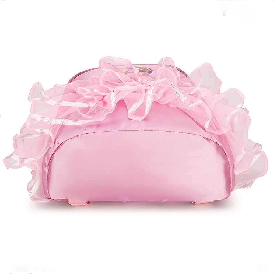 Chic Ballerina Backpack for Girls: Lightweight, Foldable with Tablet Compartment - Bow & Embroidery, Ideal School Gift