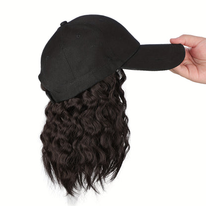 Everyday Glam Baseball Cap with Wavy Hair Extensions: Adjustable, Fits All, Perfect for Women