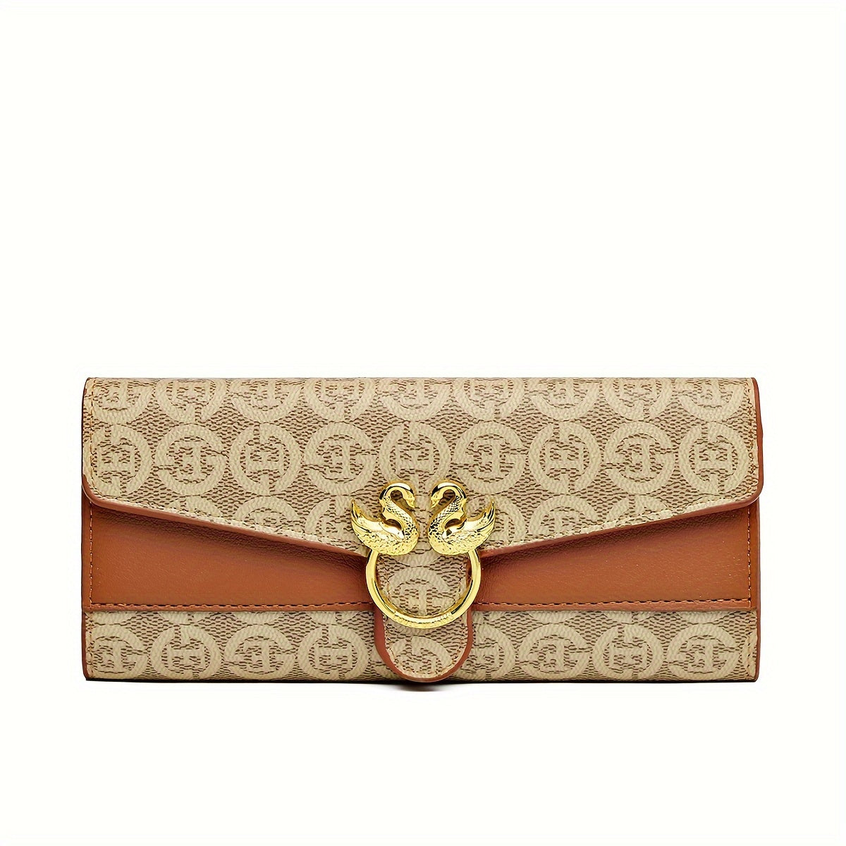Vintage Designer Print Clutch Wallet, PU Leather Women's Purse, Card Holder, Elegant Evening Bag