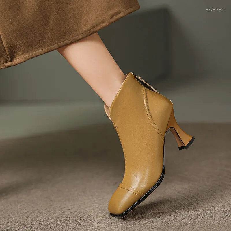 Dress Shoes Booties Women's  Boots Stiletto Heels Square Toe Ankle Spring And Autumn Single