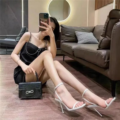 Dress Shoes Shallow Thin Heels Modern Sandals Buckle Strap Adult Female  High Quality Heel Party Classics Women's