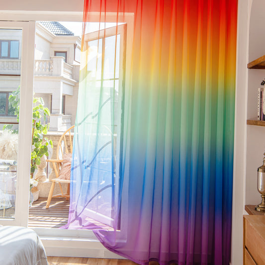 1 Panel Vibrant Colour Gradient Sheer Curtain - Adds a Touch of Elegance to Your Home Decor, Filtering Natural Light, Softening Harsh Glare, and Providing Privacy