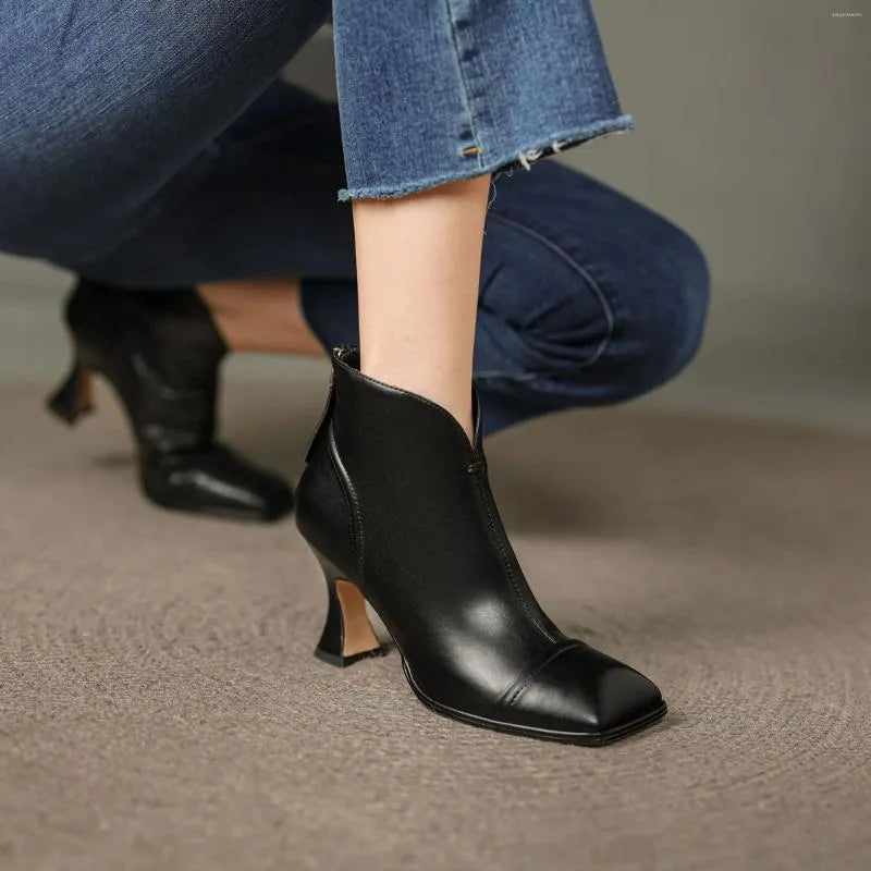 Dress Shoes Booties Women's  Boots Stiletto Heels Square Toe Ankle Spring And Autumn Single