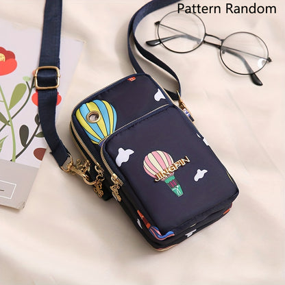 Mini Crossbody Cellphone Bag, Fashion Nylon Shoulder Bag, Women's Casual Handbag, Coin Purse & Wallet (8.89cm X 16.76cm X 5.84cm)