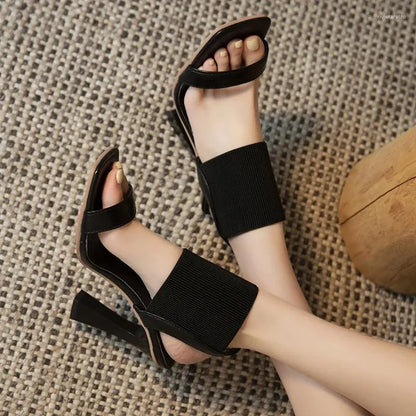 Dress Shoes  Summer Fashion Sandals Square Toe Open Buckle Strap High Heel Casual Outdoor Large Beach 35-42