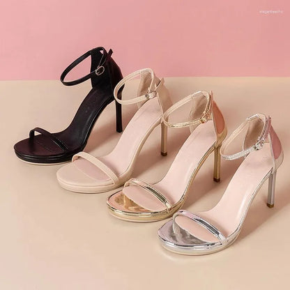 Dress Shoes Fashionable Summer Sexy Temperament Mature Buckle With Fine Heels Stage Performance High Banquet Party Women's