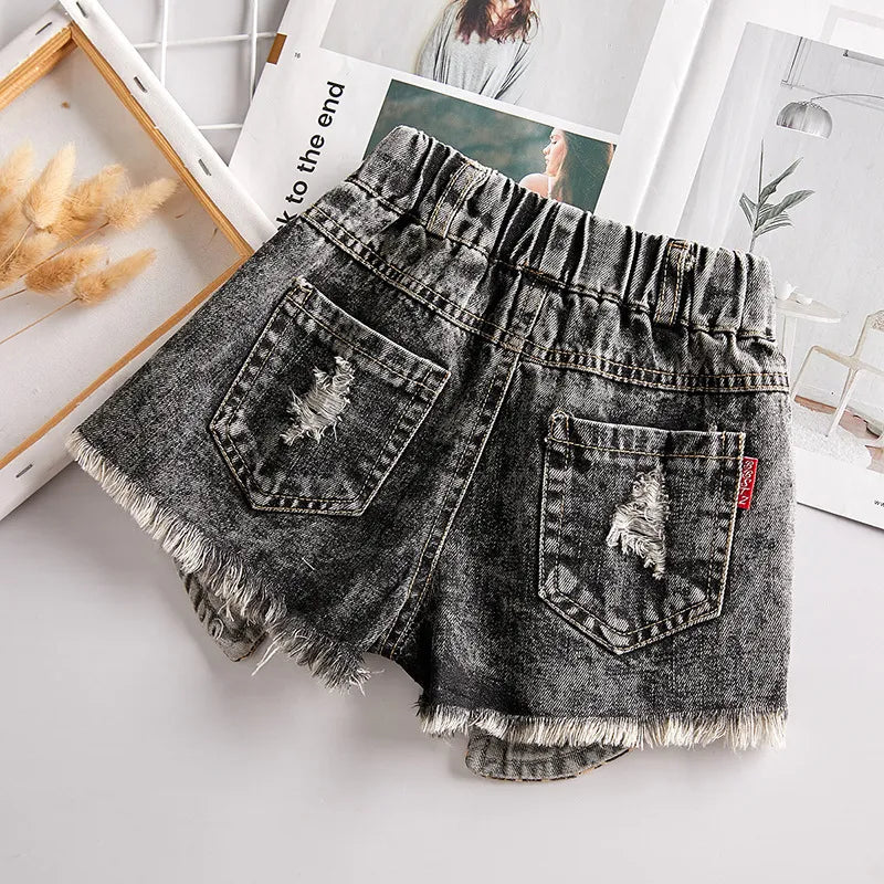 Summer baby girl shorts kids jeans pants fashion Leopard print patchwork for s bottom clothes 2 to 14 years 220627