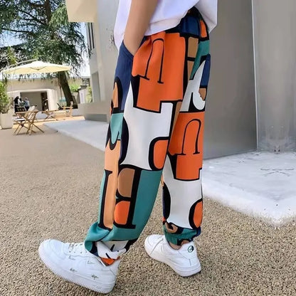 Boys Print Casual Pants Summer Graffiti Designer Sweatpants Thin Long Pant Teenage Kids Clothes for 2 12 Y 220808