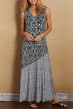 Load image into Gallery viewer, funninessgames Fashion Elegant Print Patchwork V Neck A Line Dresses