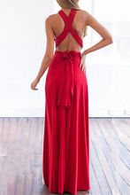 Load image into Gallery viewer, funninessgames Fashion Elegant Solid Patchwork Backless Strap Design Evening Dress Dresses