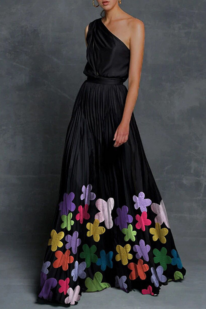 funninessgames Fashion Elegant Patchwork Contrast Oblique Collar Waist Skirt Dresses(6 Colors)