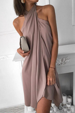 Load image into Gallery viewer, funninessgames Fashion Elegant Solid Patchwork Halter Irregular Dress Dresses