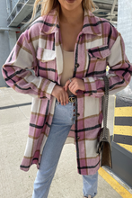 Load image into Gallery viewer, funninessgames Casual Plaid Patchwork Buckle Turndown Collar Outerwear