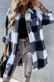 funninessgames Casual Plaid Patchwork Buckle Turndown Collar Outerwear
