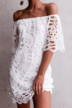 Load image into Gallery viewer, funninessgames Elegant Solid Lace Hollowed Out Off the Shoulder Dresses
