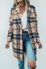 Load image into Gallery viewer, funninessgames Casual Plaid Print Without Belt Turn-back Collar Outerwear