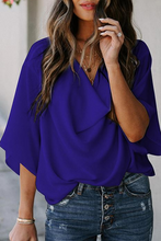 Load image into Gallery viewer, funninessgames Casual Solid Patchwork V Neck Blouses(7 Colors)