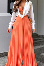 Load image into Gallery viewer, funninessgames Street Solid Fold Loose High Waist Wide Leg Solid Color Bottoms