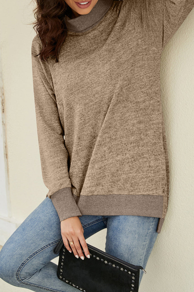 funninessgames Casual Solid Contrast Half A Turtleneck Tops