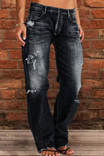 Load image into Gallery viewer, funninessgames Casual Street Patchwork Ripped Straight Denim Jeans(4 Colors)