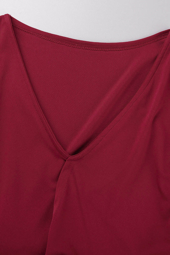 funninessgames Elegant Solid Slit Fold V Neck Evening Dress Dresses(4 Colors)