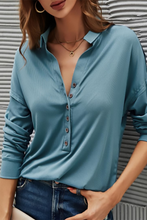 Load image into Gallery viewer, funninessgames Casual Solid Buttons Solid Color Turndown Collar T-Shirts