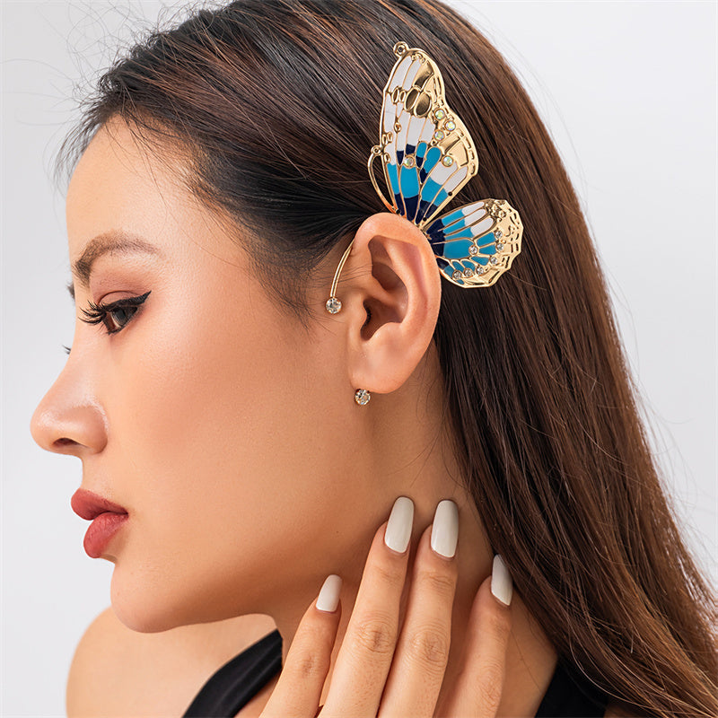 funninessgames Casual Butterfly Patchwork Rhinestone Earrings