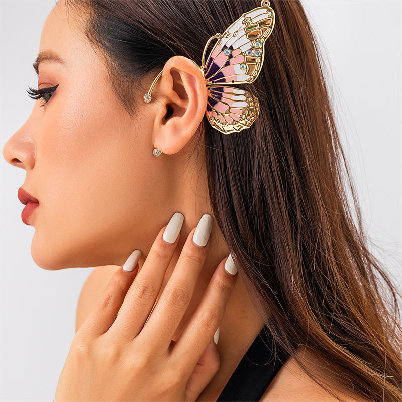 funninessgames Casual Butterfly Patchwork Rhinestone Earrings
