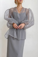 Load image into Gallery viewer, funninessgames Elegant Solid Frenulum See-through V Neck Blouses