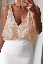 Load image into Gallery viewer, funninessgames Sexy Solid Sequins Sequined V Neck Tops