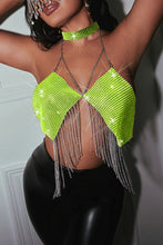 Load image into Gallery viewer, funninessgames Sexy Patchwork Tassel Chains Backless Halter Tops