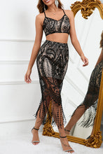Load image into Gallery viewer, funninessgames Sexy Celebrities Solid Lace Tassel V Neck Sleeveless Two Pieces
