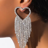 funninessgames Casual Party Patchwork Rhinestone Tassel Earrings