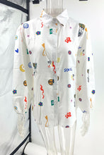 Load image into Gallery viewer, funninessgames Casual Sweet Print Patchwork Shirt Collar Blouses