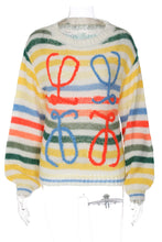 Load image into Gallery viewer, funninessgames Casual Striped Patchwork O Neck Sweaters