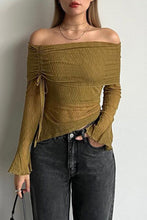Load image into Gallery viewer, funninessgames Sexy Solid Draw String Off the Shoulder Tops