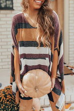 Load image into Gallery viewer, funninessgames Casual Striped Contrast O Neck Tops