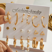 Load image into Gallery viewer, Vintage Butterfly Daisy Dangle Earrings Set For Women Heart Pearl Pendant Tassel Circle Drop Earring Geometric Trendy Jewelry