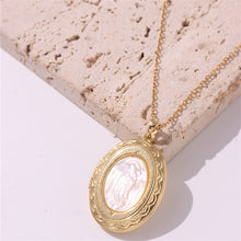 Load image into Gallery viewer, HangZhi Vintage Virgin Mary White Shell Titanium Steel Oval Openable Gold Color Necklace Trendy for Women Wedding 2022 New