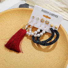 Load image into Gallery viewer, Trend Korean Flower Hoop Earrings For Women Fashion Pink Long Tassel Dangle Earrings Boho Luxury Pearl Ear Girl Party Jewelry